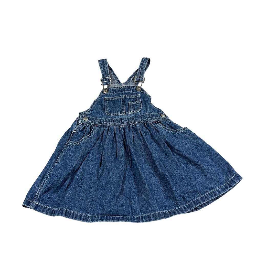 Vintage Baby Gap Girls 2T Overall Dress Blue Denim Classic Pinafore Jumper